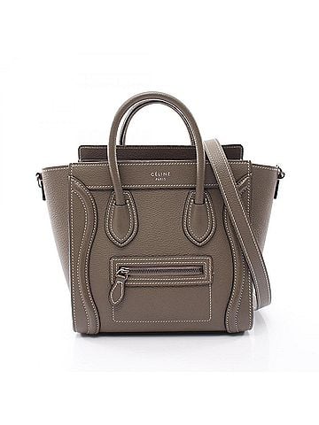 Céline Celine Luggage Nano Shopper 2-Way Handbag, Leather, Women's, Gray (view 1)