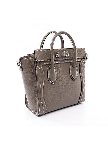 Céline Celine Luggage Nano Shopper 2-Way Handbag, Leather, Women's, Gray (view 2)