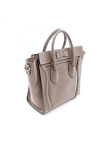 Céline Celine Luggage Nano Shopper 2-Way Handbag, Leather, Women's, Gray (view 2)