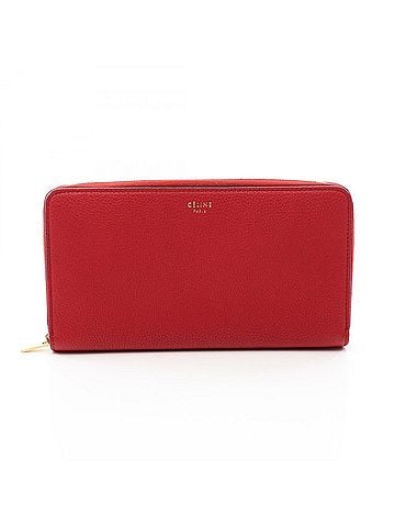 Céline Celine CELINE Round Long Wallet Leather for Women Red (view 1)