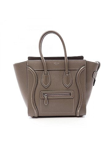Céline Celine Luggage Micro Shopper Tote Bag Handbag Leather Women's Gray (view 1)