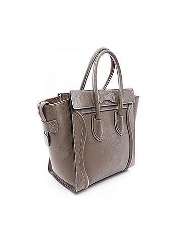 Céline Celine Luggage Micro Shopper Tote Bag Handbag Leather Women's Gray (view 2)