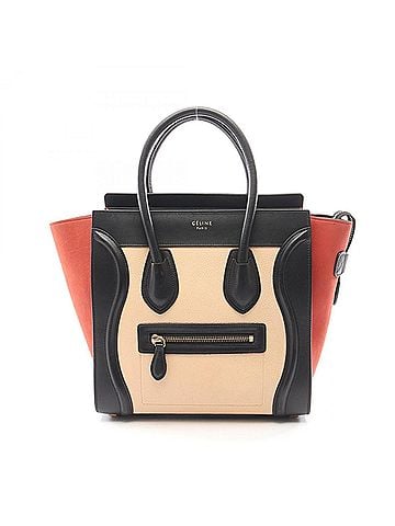 Céline Celine Luggage Micro Shopper Tote Bag Handbag Leather Suede Women's Black/Ivory/Red 167793 (view 1)