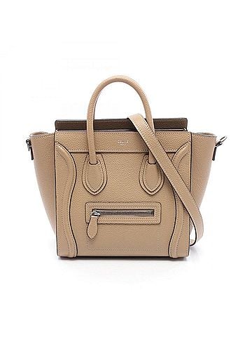Céline Celine Luggage Nano Shopper 2-Way Handbag, Leather, Women's, Beige, 189243 (view 1)