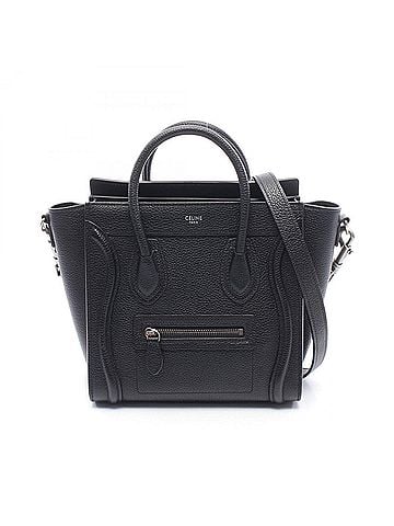 Céline Celine Luggage Nano Shopper 2-Way Handbag, Leather, Women's, Black, 189243 (view 1)