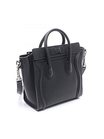 Céline Celine Luggage Nano Shopper 2-Way Handbag, Leather, Women's, Black, 189243 (view 2)