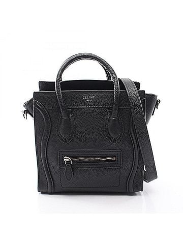 Céline Celine Luggage Nano Shopper 2-Way Handbag, Leather, Women's, Black (view 1)