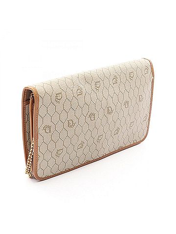 Christian Dior Christian Dior Dior Honeycomb Shoulder Bag/Handbag, Coated Canvas and Leather, Women's, Beige/Brown (view 2)