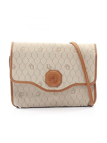 Christian Dior Christian Dior Dior Honeycomb Shoulder Bag/Handbag, Coated Canvas and Leather, Women's, Beige/Brown (view 1)