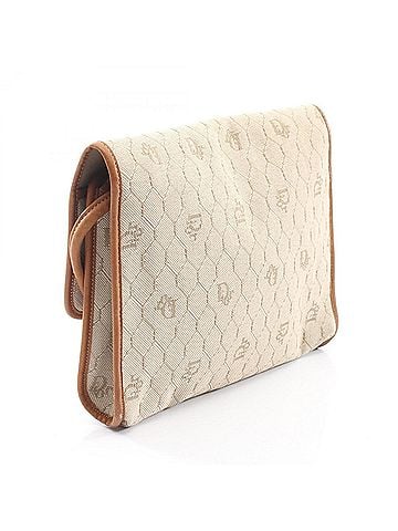 Christian Dior Christian Dior Dior Honeycomb Shoulder Bag/Handbag, Coated Canvas and Leather, Women's, Beige/Brown (view 2)