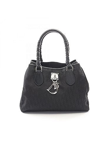 Christian Dior Christian Dior Dior Lovely Trotter Tote Bag Handbag Leather Nylon Canvas Women's Black (view 1)