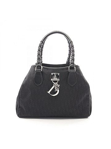 Christian Dior Christian Dior Dior Lovely Trotter Tote Bag Handbag Leather Nylon Canvas Women's Black (view 1)
