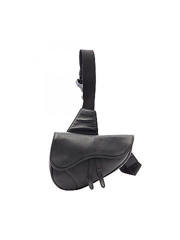 Christian Dior Christian Dior Dior Saddle Bag, Body Waist Handbag, Leather, Men's, Black (view 1)