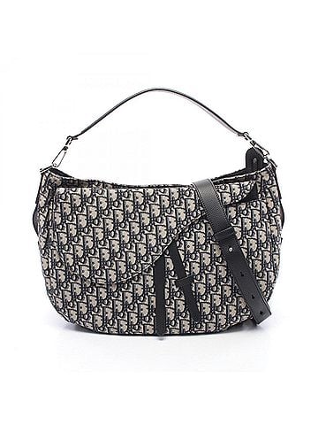 Christian Dior Christian Dior Dior SADDLE Saddle Bag Oblique 2-Way Shoulder Bag/Handbag Canvas Leather Women's Navy/Beige (view 1)
