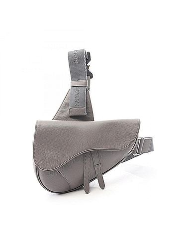 Christian Dior Christian Dior Dior SADDLE Saddle Bag, Waist Body Handbag, Leather, Men's, Gray (view 1)