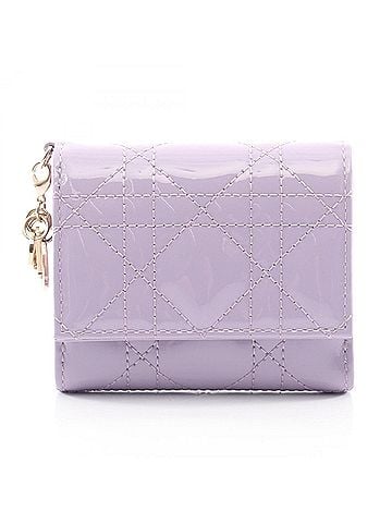 Christian Dior Christian Dior Dior LADY DIOR Lotus Wallet Tri-fold Patent Leather Women's Purple S0181OVRB401U (view 1)