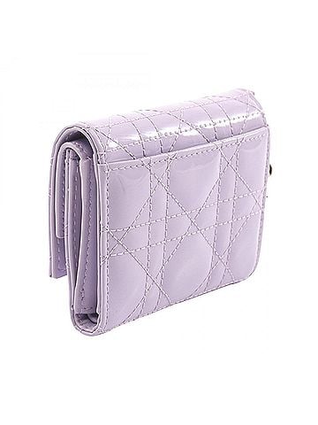 Christian Dior Christian Dior Dior LADY DIOR Lotus Wallet Tri-fold Patent Leather Women's Purple S0181OVRB401U (view 2)