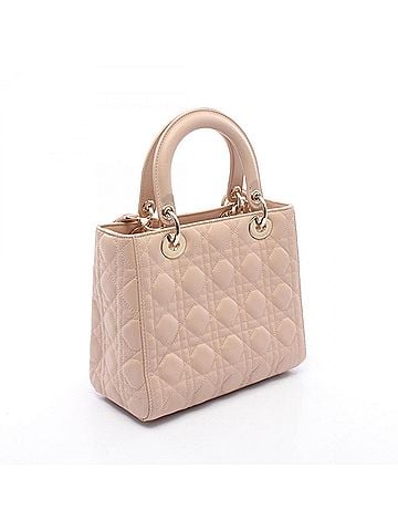 Christian Dior Christian Dior Dior LADY DIOR Cannage 2-Way Handbag, Leather, Women's, Pink (view 2)