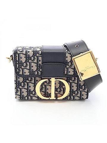 Christian Dior Christian Dior Dior 30 Montaigne Oblique Jacquard Shoulder Bag/Handbag, Canvas and Leather, Women's, Navy (view 1)