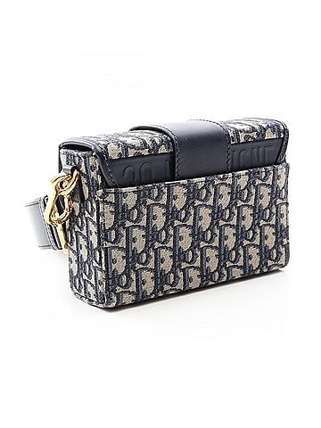 Christian Dior Christian Dior Dior 30 Montaigne Oblique Jacquard Shoulder Bag/Handbag, Canvas and Leather, Women's, Navy (view 2)