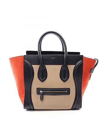 Céline Celine Luggage Mini Shopper Handbag, Leather, Women's, Black, Beige, Red (view 1)