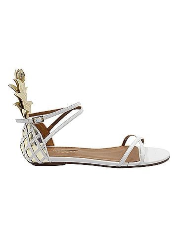 Aquazzura Aquazzura Pina Colada Flat Sandals in White Leather (view 1)