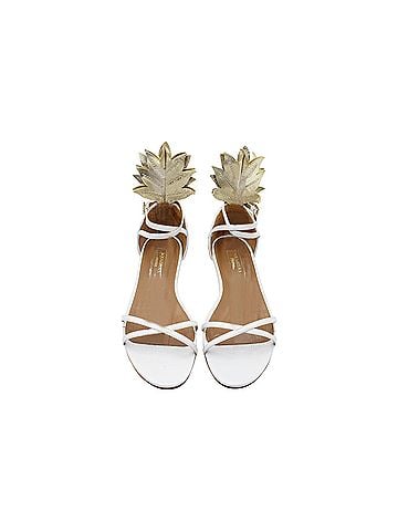 Aquazzura Aquazzura Pina Colada Flat Sandals in White Leather (view 2)