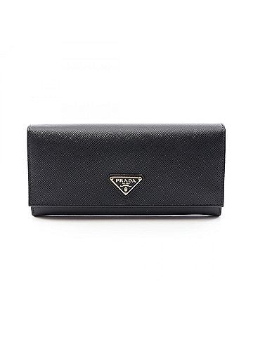 Prada Prada SAFFIANO TRIANG Bi-fold Long Wallet, Saffiano Leather, Women's, Black, 1MH132 (view 1)