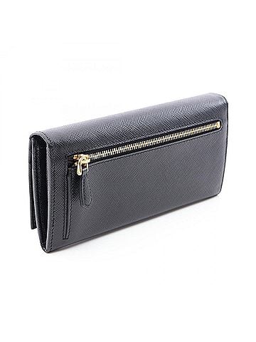 Prada Prada SAFFIANO TRIANG Bi-fold Long Wallet, Saffiano Leather, Women's, Black, 1MH132 (view 2)