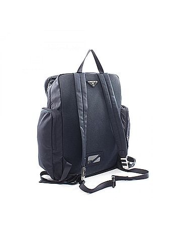 Prada Prada Triangle Logo Backpack/Handbag, Nylon Canvas, Women's, Navy (view 2)