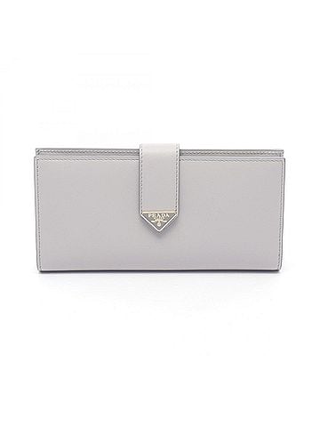 Prada Prada PRADA Bi-fold Long Wallet, Leather, Women's, Gray, 1MV025 (view 1)