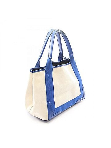 Balenciaga Balenciaga Navy Cabas S Tote Bag Handbag Canvas Leather Women's White/Blue 339933 (view 2)