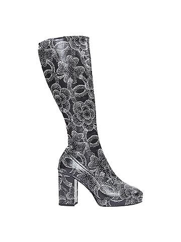 Chanel Chanel 23A Runway white black CC camellia dotted logo print tall boots EU39 (view 1)