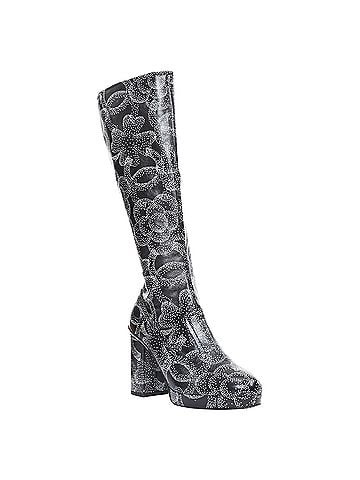 Chanel Chanel 23A Runway white black CC camellia dotted logo print tall boots EU39 (view 2)