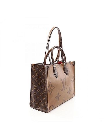 Louis Vuitton Louis Vuitton OnTheGo MM 2-Way Tote Bag/Handbag, Coated Canvas, Monogram Giant Reverse, Women's, Brown/Beige, M45039 (view 2)