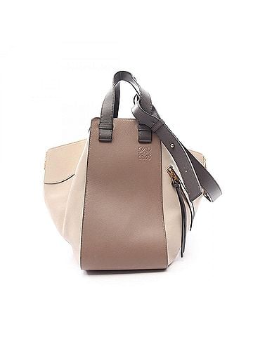 Loewe Loewe Hammock Medium 2-Way Handbag, Leather, Women's, Beige, Gray, Brown (view 1)