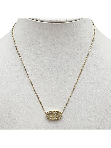 Christian Dior Christian Dior necklace, crystal, GP gold. (view 2)