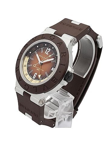 Bvlgari Bulgari BVLGARI Aluminum GMT Watch, Rubber Strap, Aluminum, Men's, Brown, BB40ATGMT (view 2)