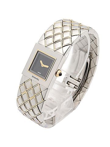 Chanel Chanel Matelassé Watch, 18K Yellow Gold, Stainless Steel, Women's, Black, H0475 (view 2)