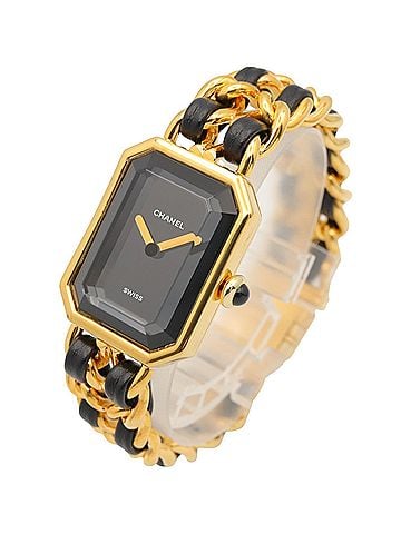 Chanel Chanel CHANEL Première S Watch, Gold Plated (GP), Leather Strap, Women's, Black, H0001 (view 2)