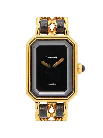 Chanel Chanel CHANEL Première M Watch, Gold Plated Leather, Women's, Black, H0001 (view 1)