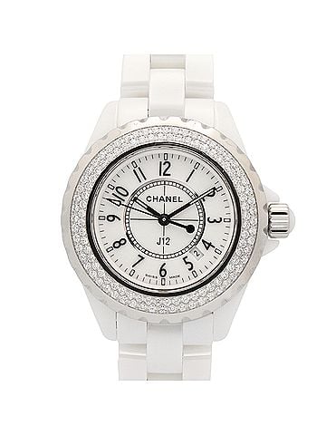Chanel Chanel J12 Diamond Bezel Watch, Ceramic, Diamond, Ladies, White (H0967) (view 1)