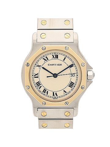 Cartier Cartier Santos Octagon LM Watch, 18K Yellow Gold, Stainless Steel, Boys' Size, Ivory, 187902 (view 1)