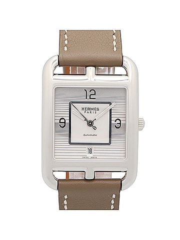 Hermès Hermes Cape Cod Date Watch, Stainless Steel, Leather Strap, Men's, Silver Tone, CC1.710a (view 1)