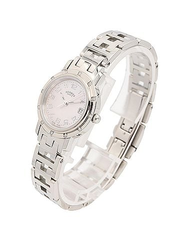Hermès Hermes Clipper Nacre 12-Diamond Watch, Stainless Steel, Diamond, Ladies, Pink Tone, Shell, CL4.230 (view 2)