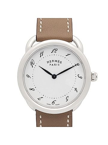 Hermès Hermes Arceau watch, stainless steel, leather strap, boys' size, white, AR5.510 (view 1)