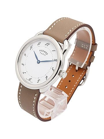 Hermès Hermes Arceau watch, stainless steel, leather strap, boys' size, white, AR5.510 (view 2)