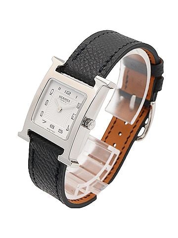 Hermès Hermes H-Watch, Women's Watch, Stainless Steel, Leather Strap, White (HH1.201) (view 2)