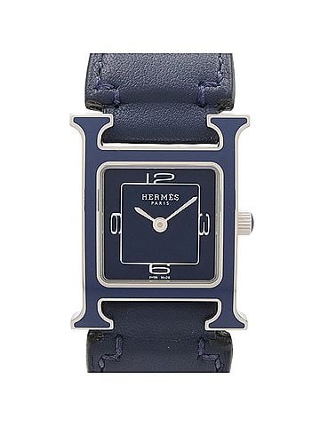 Hermès Hermes H-Watch, Women's Watch, Stainless Steel, Leather Strap, Blue (HH1.222) (view 1)