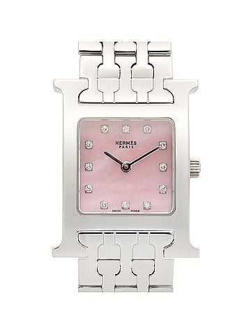 Hermès Hermes H-Watch, Stainless Steel, Diamond, Ladies' Watch, Pink Tone, Shell, HH1.210 (view 1)
